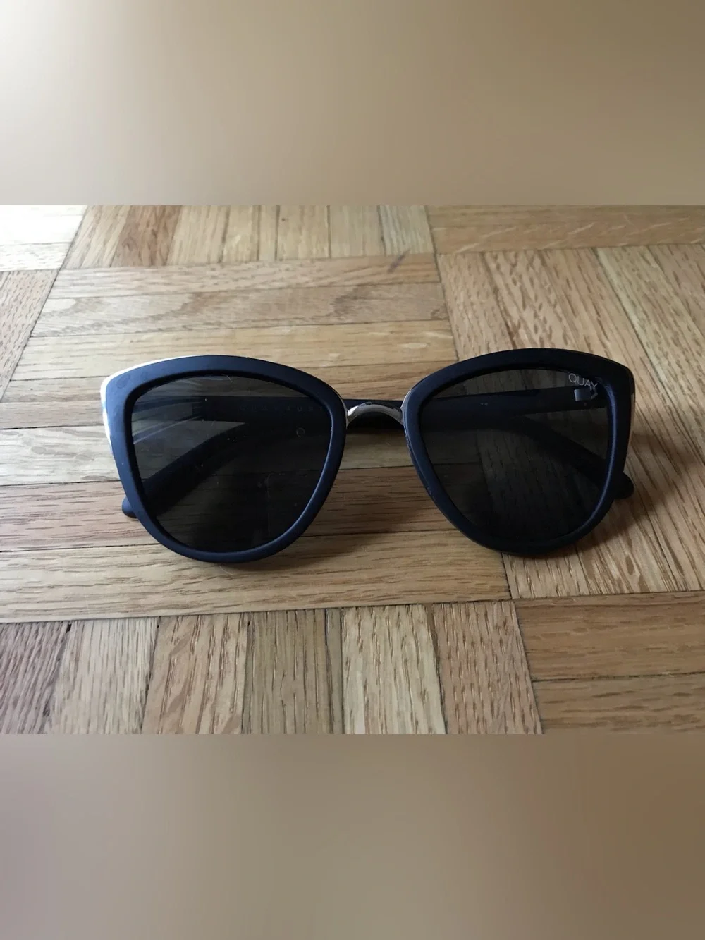 Quay black cat eye sunglasses- My Girl, black lenses/ black matte rim oversized
